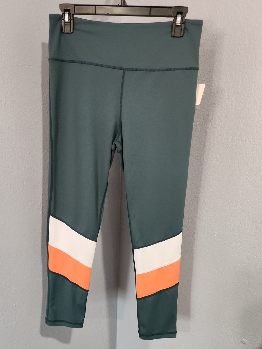 ZYIA Teal Leggings with Orange and White Panels